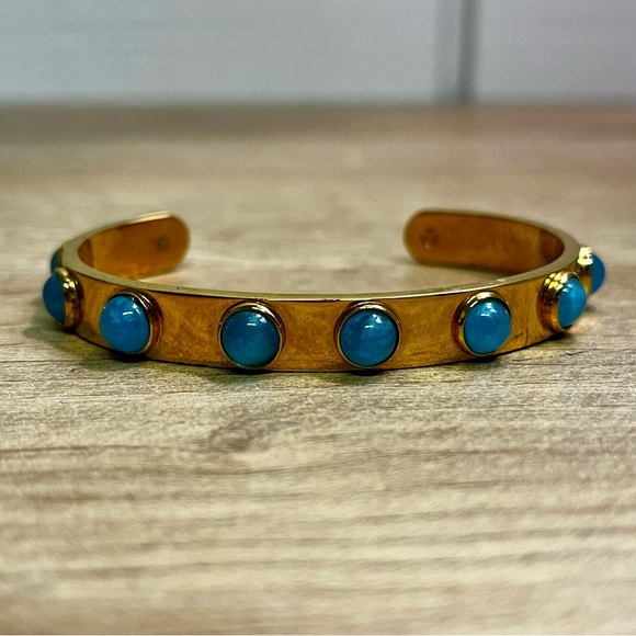 KATE SPADE Turquoise Tag Along Gold Cuff Bracelet - Picture 3 of 7